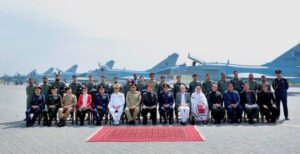 Ex-Prime Minister of Pakistan Imran Khan along with CAS Zaheer Ahmed Baber Sidhu, and other officials during induction ceremony of J-10CE, 4th July’22.